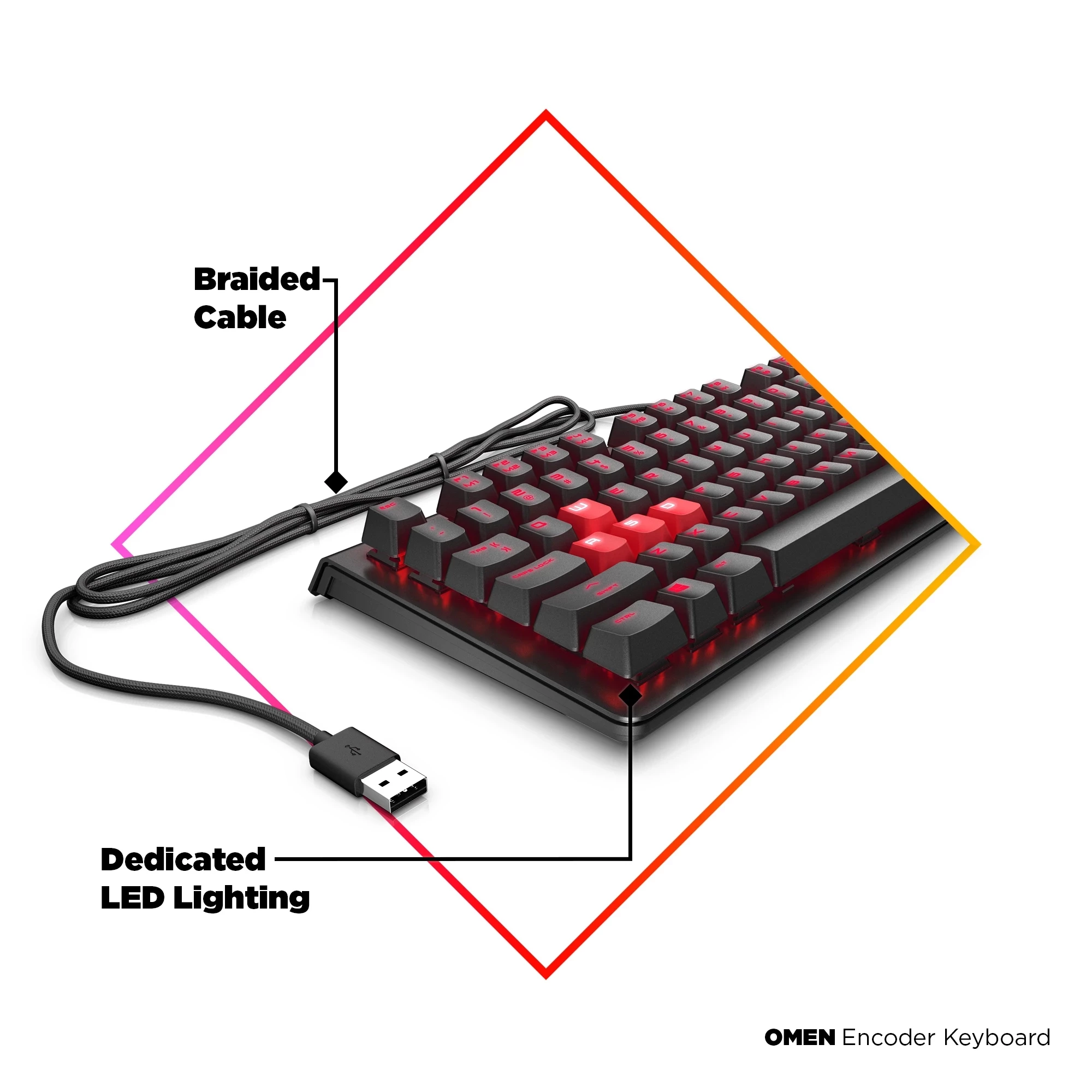 HP Omen Encoder Gaming Keyboard Red Switch - 6YW76AA